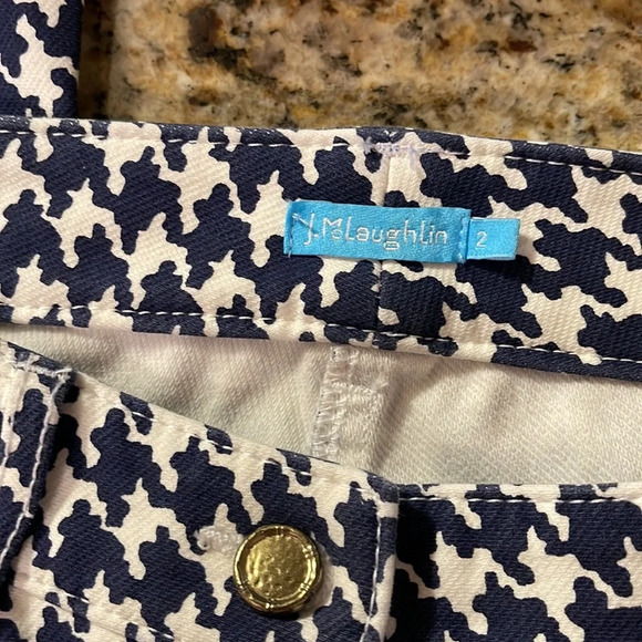 J. McLaughlin blue and white houndstooth pattern jeans size 2 - Picture 2 of 5